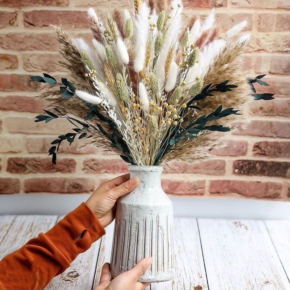 Dried Pampas Bundle - 100pcs Dried Pampas Grass Bouquet Rabbit