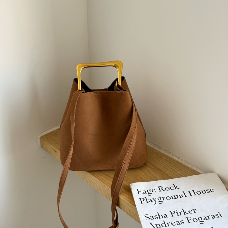 Interior Design Elegant - Luxury Suede Bucket Bag Women Gold