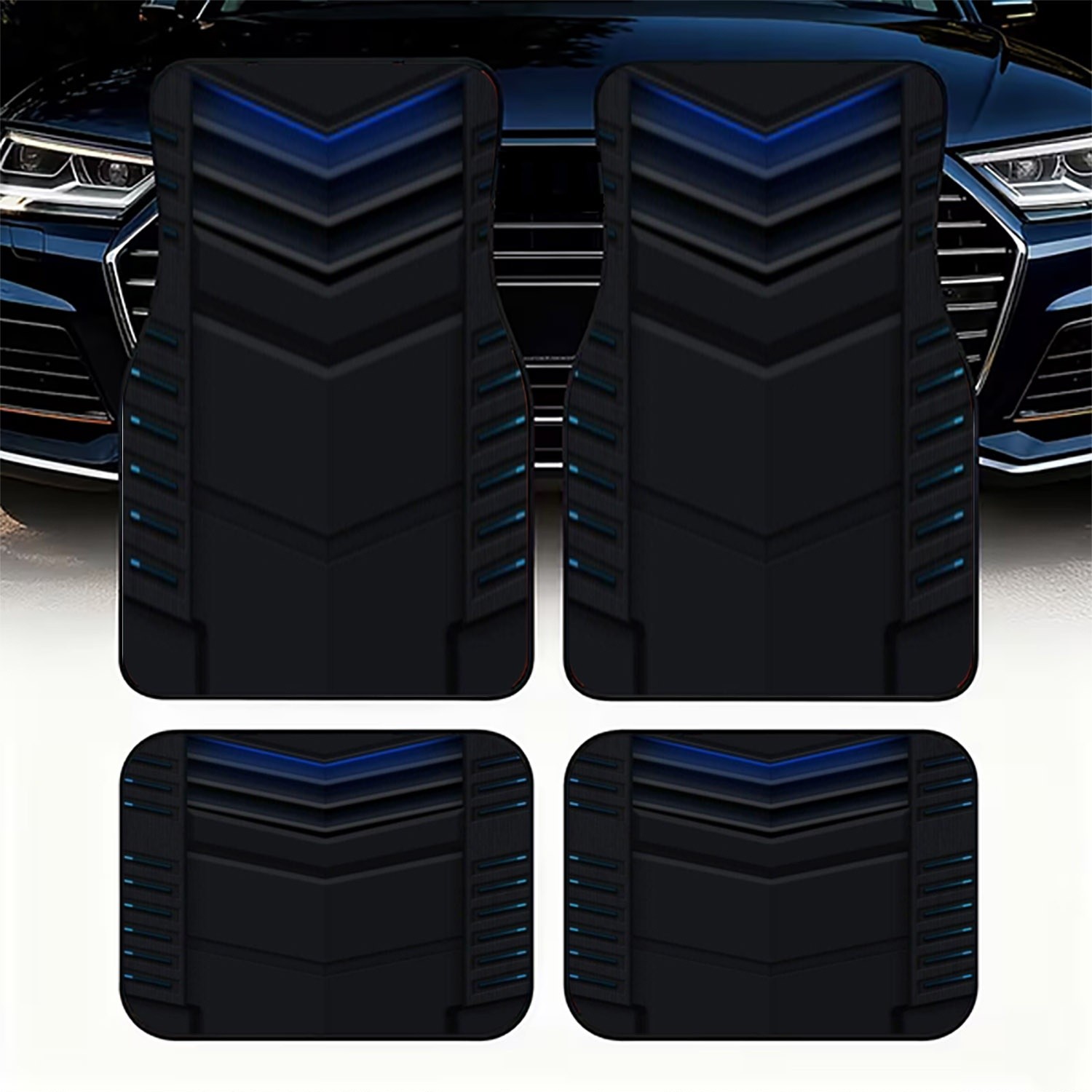 Interior Design Tech - 4pcs Car Floor Mats, Dark Futuristic