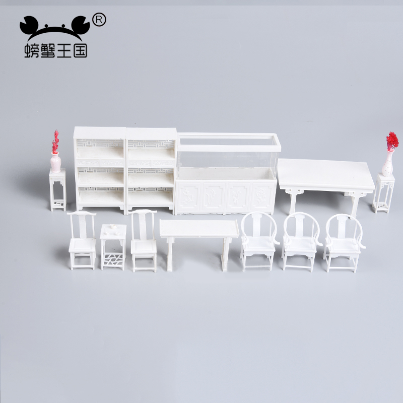Interior Design Build - 25-Piece Dollhouse Furniture Set Plastic Table