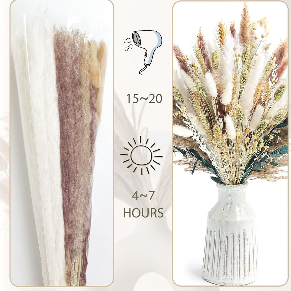 100pcs Dried Pampas Grass Bouq - Dried Pampas Bundle recension och pris