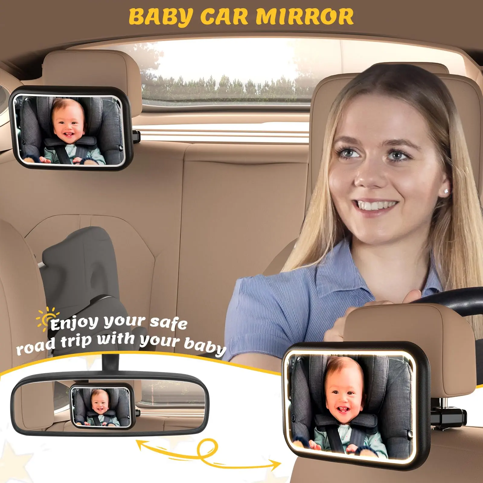 Baby Car Mirror with Light, 7  - Interior Design Remote recension och pris