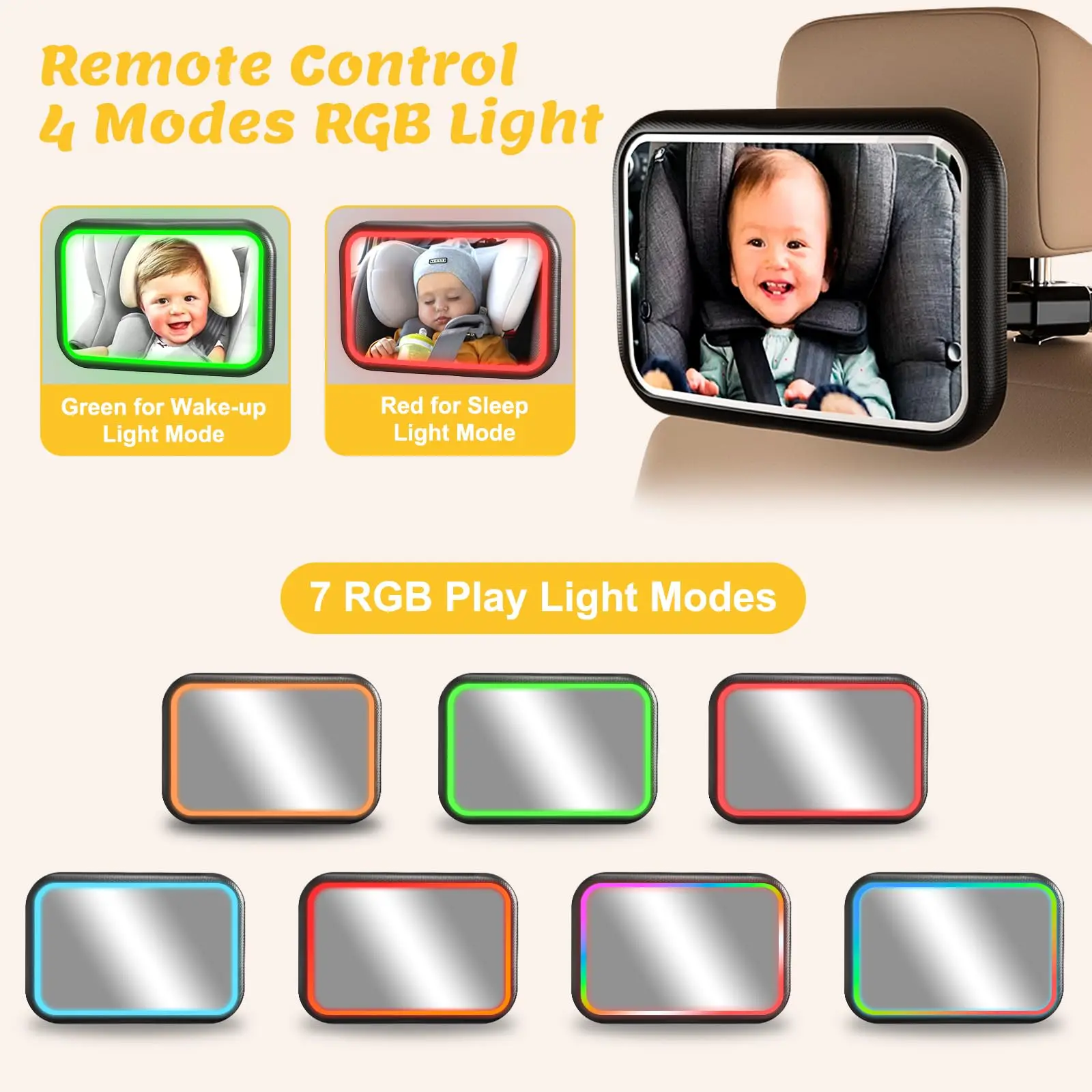 Baby Car Mirror with Light, 7  - Interior Design Remote recension och pris
