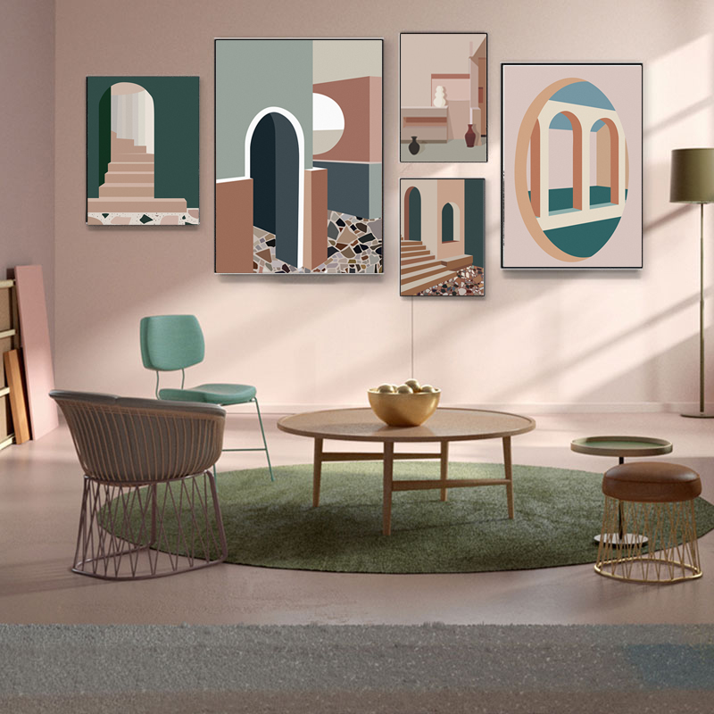 Retro Morandi Building Canvas  - Interior Design Build recension och pris
