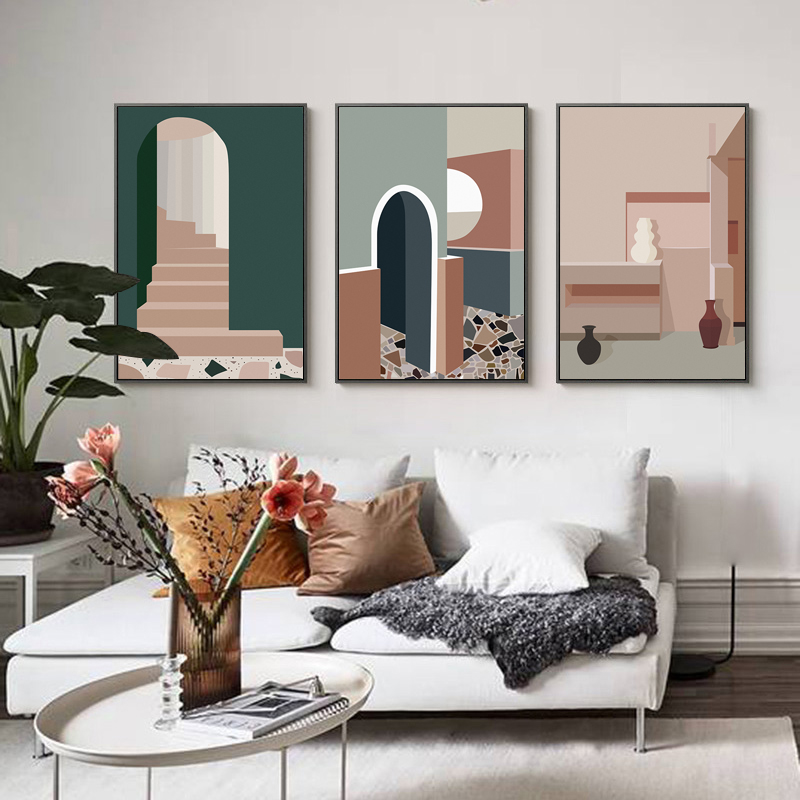 Retro Morandi Building Canvas  - Interior Design Build recension och pris